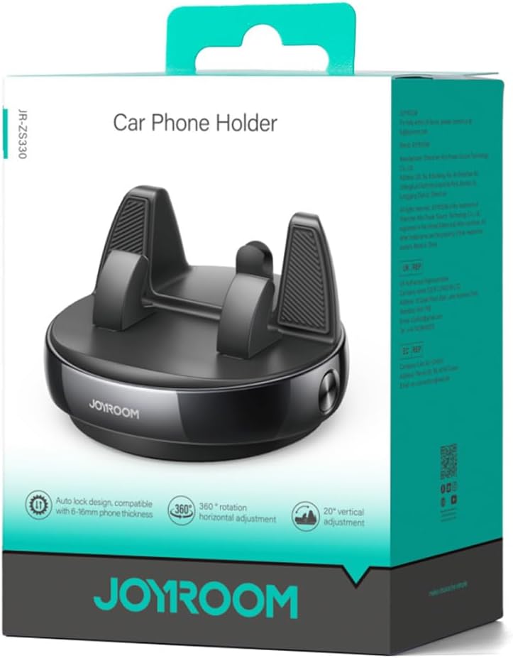 Joyroom JR-ZS330 Auto Telefoon Houder Zelfklevende Dashboard Mount Telefoon Stand, Donker Zwart Syveron