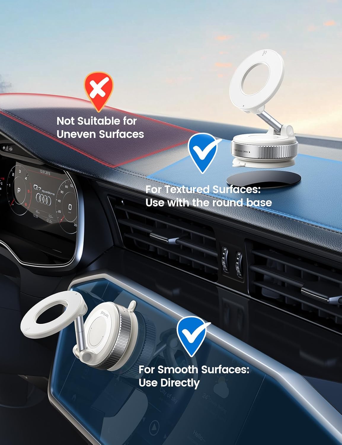 Lamicall Magnetische Telefoonhouder Auto voor MagSafe - [TOP Vacuüm Zuignap & 24X Magnete] Magnetisme Houder Auto Telefoonhouder, 360° Draaibare KFZ Houder voor iPhone 17 16 15 14 Pro Max Syveron