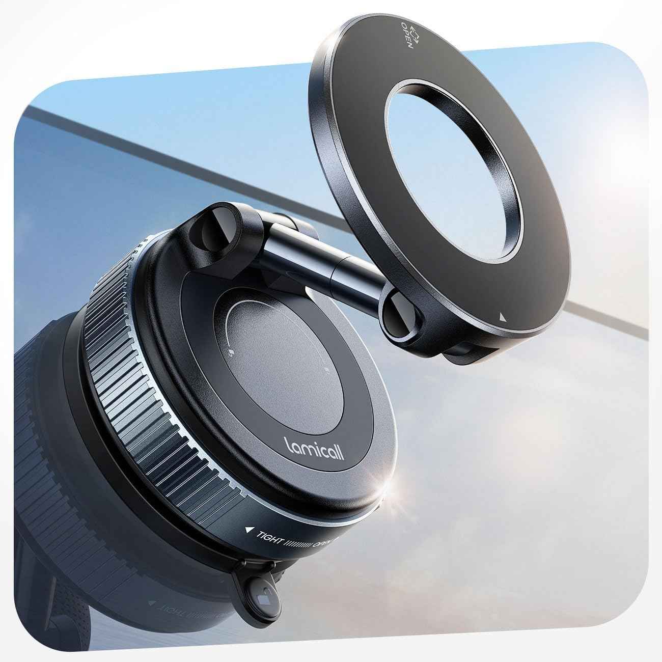 Lamicall Magnetische Telefoonhouder Auto voor MagSafe - [TOP Vacuüm Zuignap & 24X Magnete] Magnetisme Houder Auto Telefoonhouder, 360° Draaibare KFZ Houder voor iPhone 17 16 15 14 Pro Max