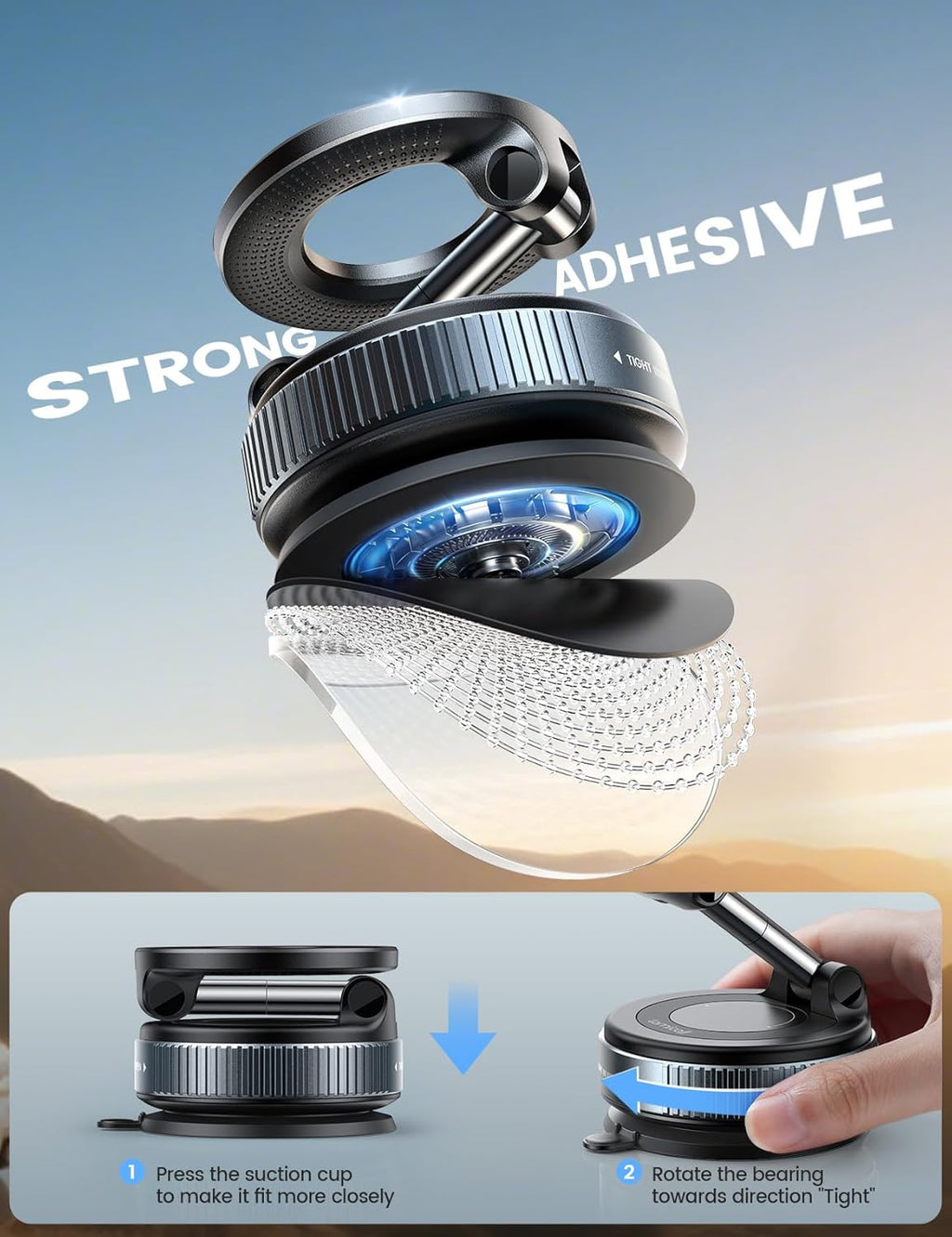 Lamicall Magnetische Telefoonhouder Auto voor MagSafe - [TOP Vacuüm Zuignap & 24X Magnete] Magnetisme Houder Auto Telefoonhouder, 360° Draaibare KFZ Houder voor iPhone 17 16 15 14 Pro Max Syveron