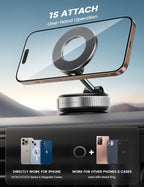 Lamicall Magnetische Telefoonhouder Auto voor MagSafe - [TOP Vacuüm Zuignap & 24X Magnete] Magnetisme Houder Auto Telefoonhouder, 360° Draaibare KFZ Houder voor iPhone 17 16 15 14 Pro Max Syveron