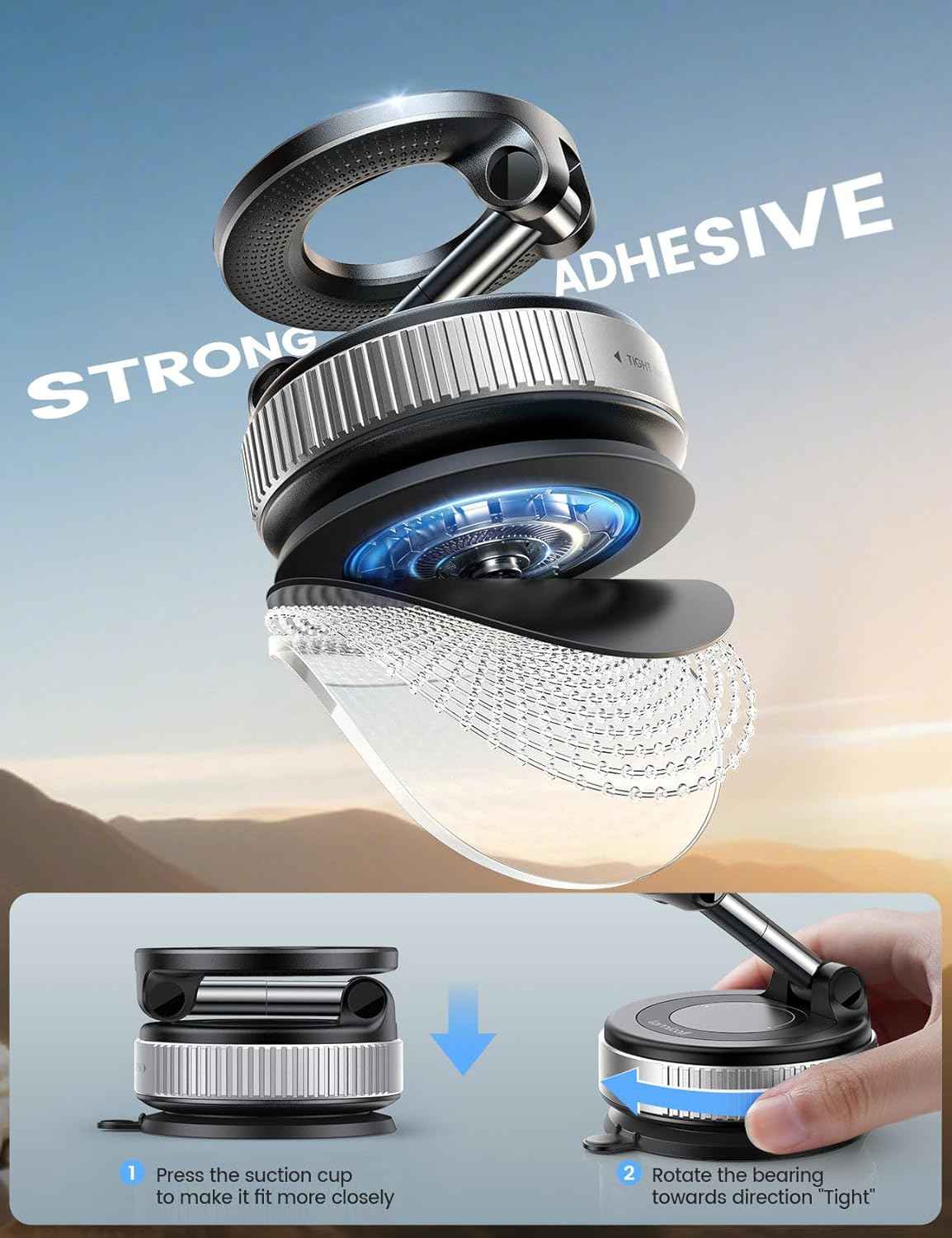 Lamicall Magnetische Telefoonhouder Auto voor MagSafe - [TOP Vacuüm Zuignap & 24X Magnete] Magnetisme Houder Auto Telefoonhouder, 360° Draaibare KFZ Houder voor iPhone 17 16 15 14 Pro Max