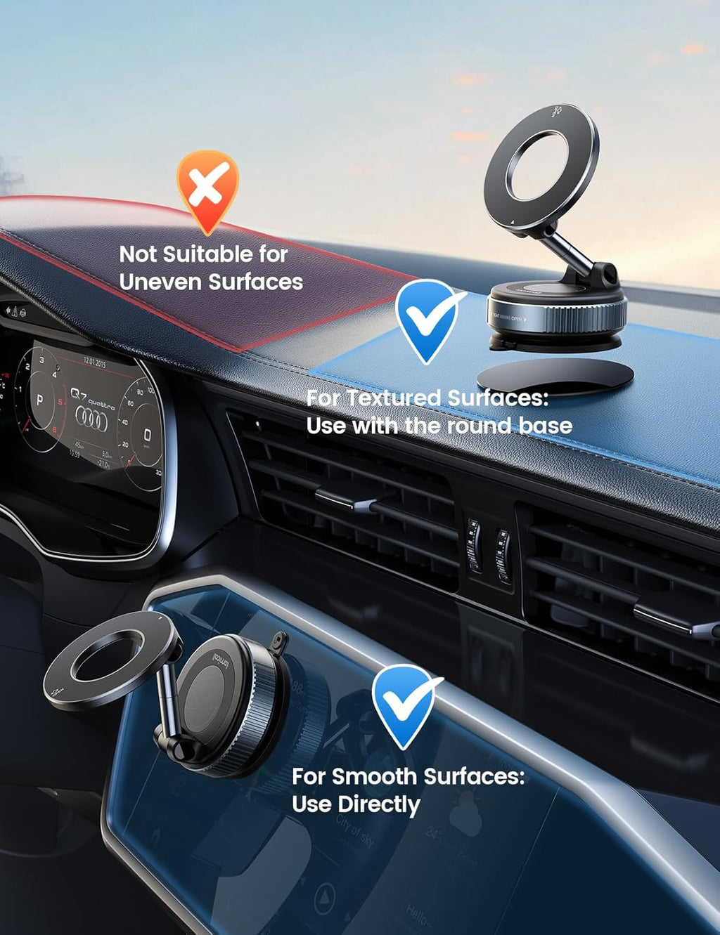 Lamicall Magnetische Telefoonhouder Auto voor MagSafe - [TOP Vacuüm Zuignap & 24X Magnete] Magnetisme Houder Auto Telefoonhouder, 360° Draaibare KFZ Houder voor iPhone 17 16 15 14 Pro Max Syveron