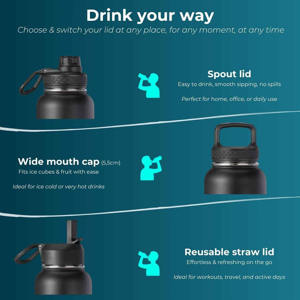 Stainless Steel Drink Bottle - Black