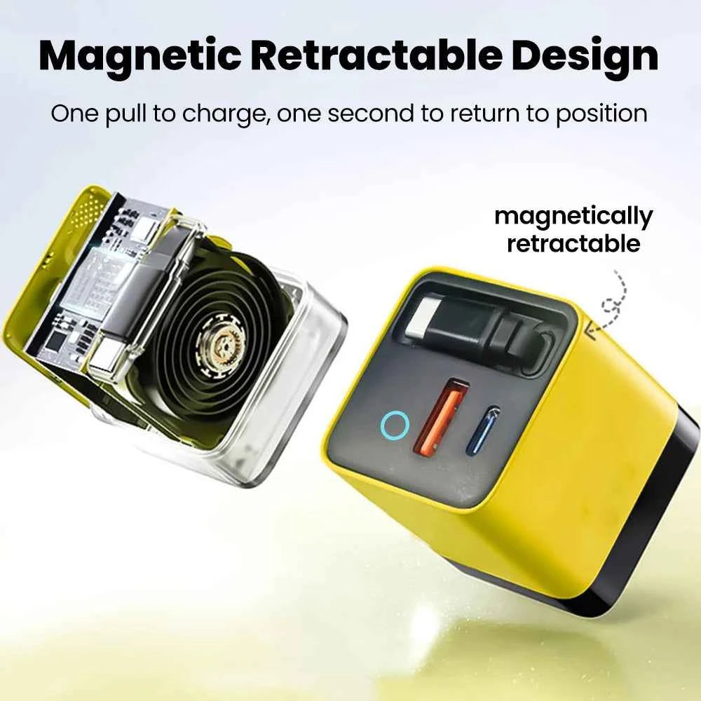 80W Super Fast Charge Type C USB Phone Charger With Telescopic USB C Cable For Iphone 16 15 Samsung Laptop With Light