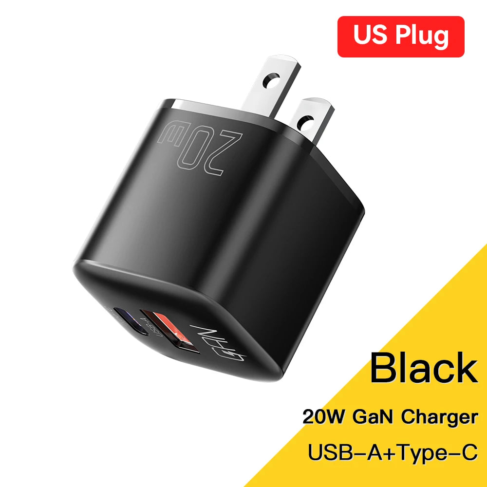 Essager 20W GaN USB Type C Charger PD Fast Charge Phone QC 3.0 Quick Chargers For iPhone 14 13 12 11 Pro Max Mini iPad Charging ESSAGER Official Store