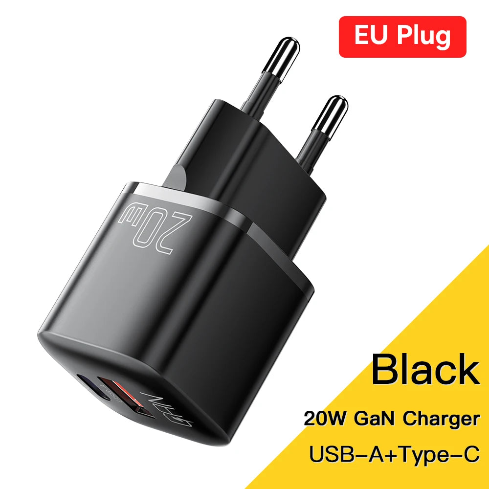 Essager 20W GaN USB Type C Charger PD Fast Charge Phone QC 3.0 Quick Chargers For iPhone 14 13 12 11 Pro Max Mini iPad Charging ESSAGER Official Store
