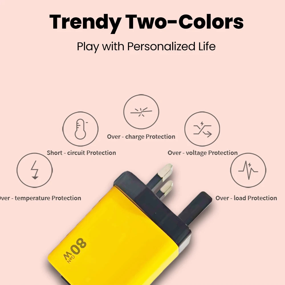 80W Super Fast Charge Type C USB Phone Charger With Telescopic USB C Cable For Iphone 16 15 Samsung Laptop With Light Toocki Brand Global Store