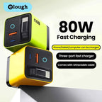 80W Super Fast Charge Type C USB Phone Charger With Telescopic USB C Cable For Iphone 16 15 Samsung Laptop With Light