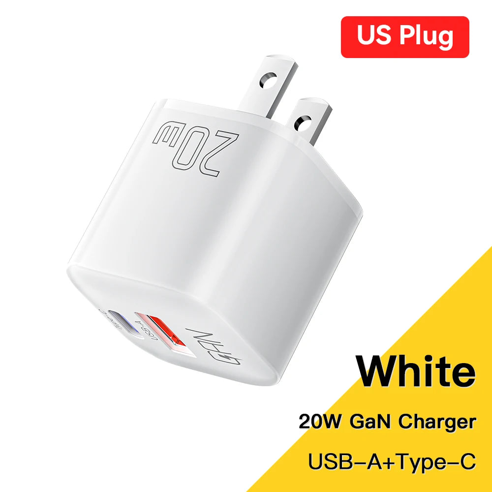 Essager 20W GaN USB Type C Charger PD Fast Charge Phone QC 3.0 Quick Chargers For iPhone 14 13 12 11 Pro Max Mini iPad Charging ESSAGER Official Store